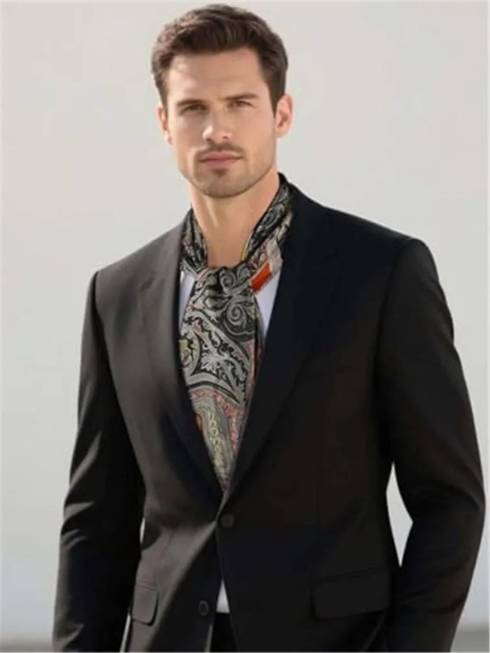 Men's Silk Feel Long Scarf Lightweight Business Dress Shawl Wrap